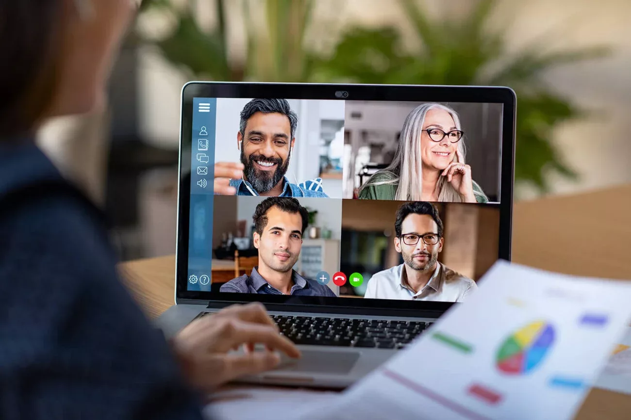 Woman on work video call