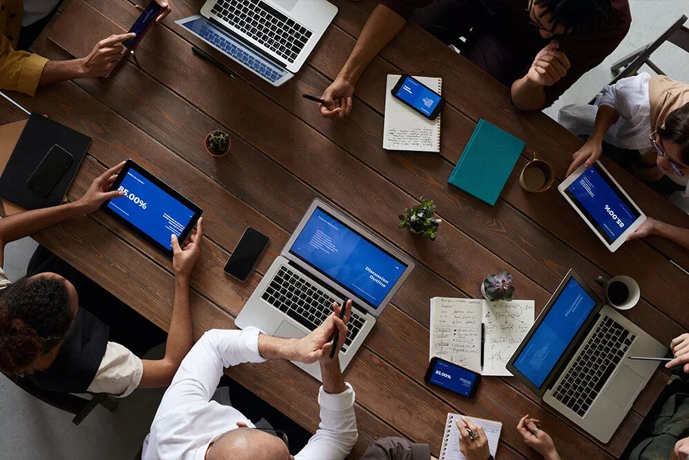 Office workers holding a meeting