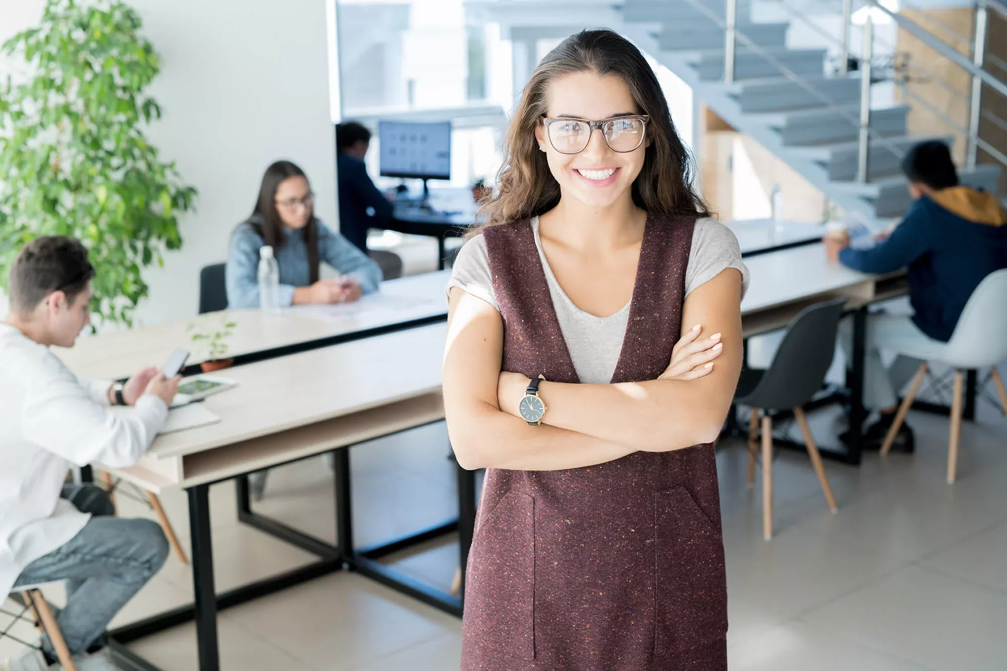 Successful project leader in co-working space