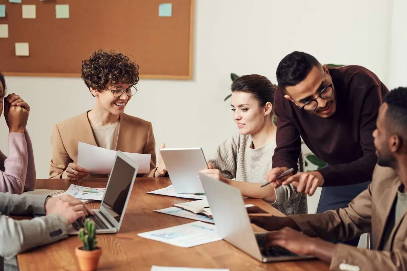 Office workers working together